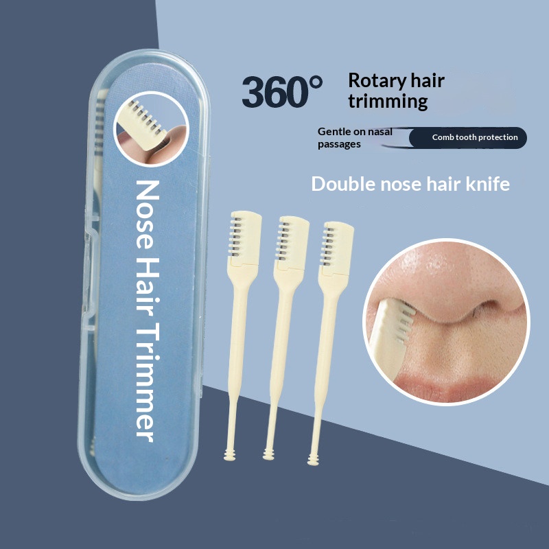 Men'S Grooming Hair Removal - Dual‑End Manual Nose Hair Trimmer 360°