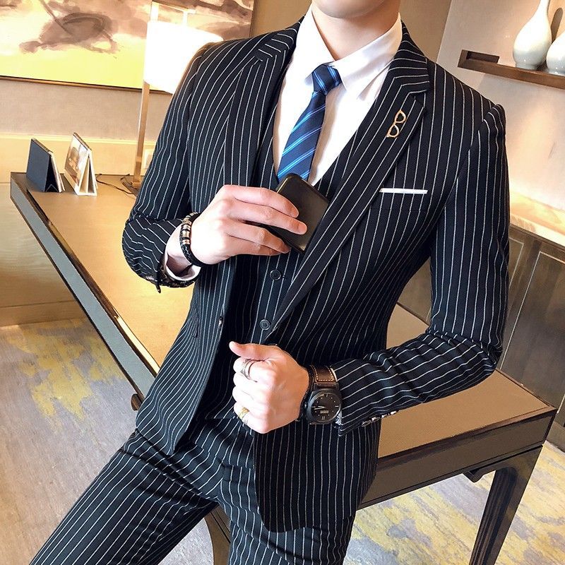 Men'S Grooming Uk - Men's Slim Fit Pin Stripe Blazer